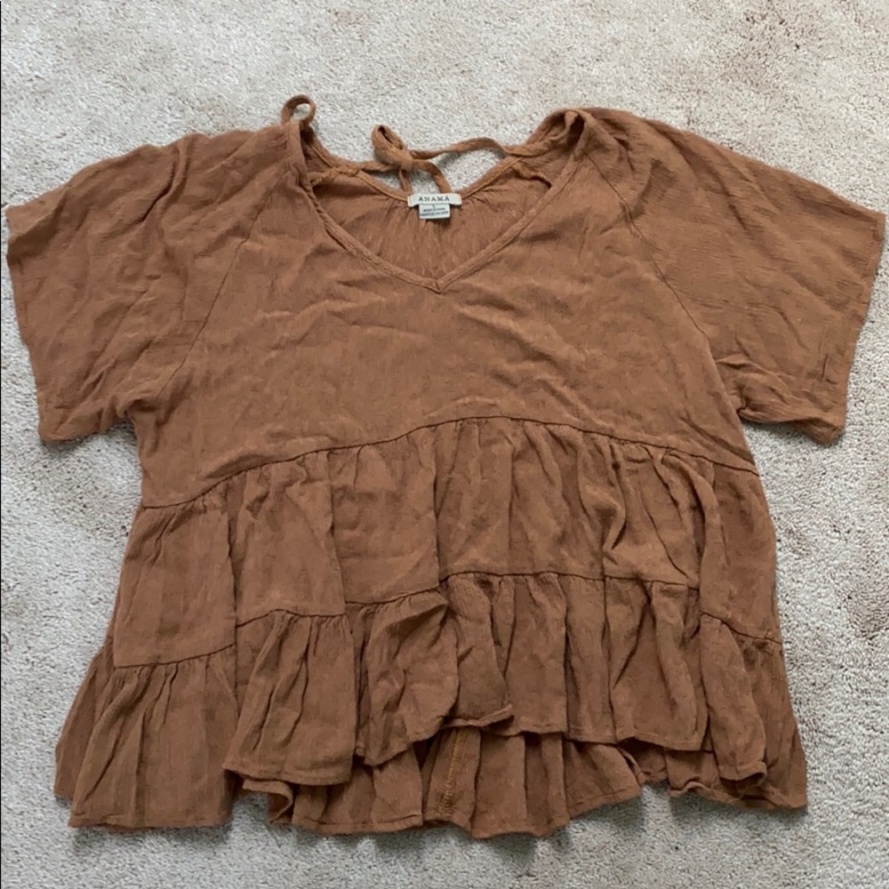 Anamá L Free Flowing V Neck Burnt Orange/L Brown